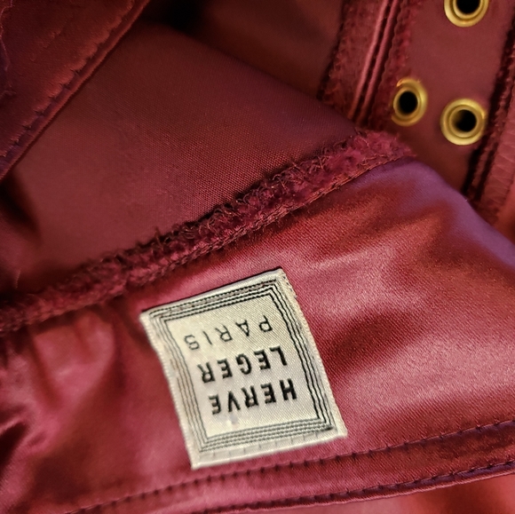 Herve Leger Burgundy satin pants rivets - Picture 5 of 7